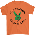 Rolling Funny Bong Weed Cannabis Drugs Mens T-Shirt Cotton Gildan Orange