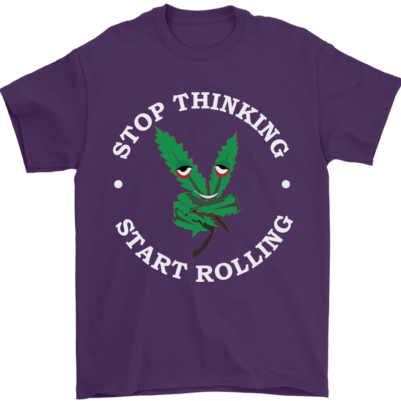 Rolling Funny Bong Weed Cannabis Drugs Mens T-Shirt Cotton Gildan Purple