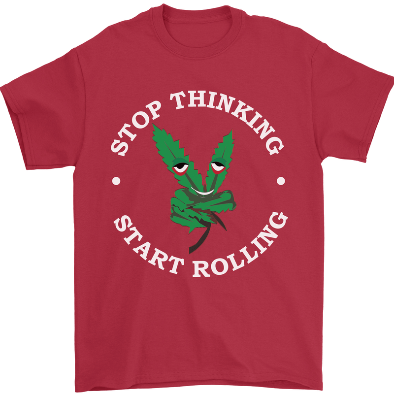 Rolling Funny Bong Weed Cannabis Drugs Mens T-Shirt Cotton Gildan Red