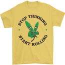 Rolling Funny Bong Weed Cannabis Drugs Mens T-Shirt Cotton Gildan Yellow