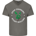 Rolling Funny Bong Weed Cannabis Drugs Mens V-Neck Cotton T-Shirt Charcoal