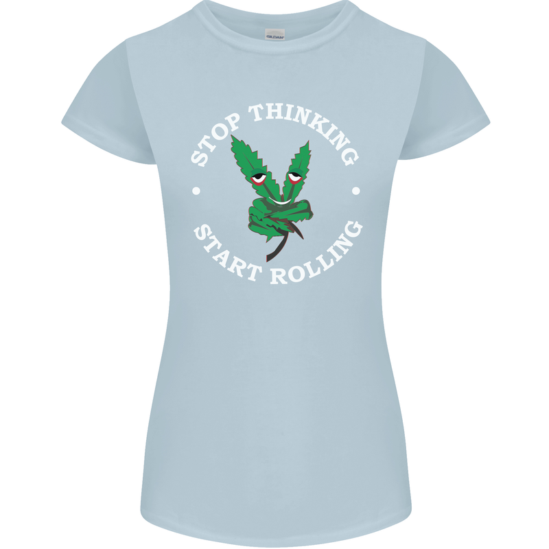 Rolling Funny Bong Weed Cannabis Drugs Womens Petite Cut T-Shirt Light Blue