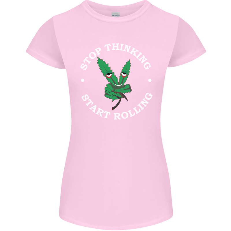 Rolling Funny Bong Weed Cannabis Drugs Womens Petite Cut T-Shirt Light Pink