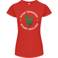 Rolling Funny Bong Weed Cannabis Drugs Womens Petite Cut T-Shirt Red