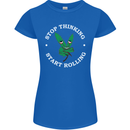 Rolling Funny Bong Weed Cannabis Drugs Womens Petite Cut T-Shirt Royal Blue