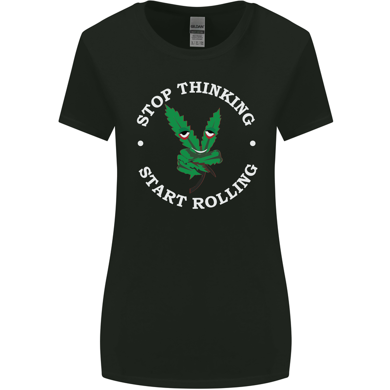 Rolling Funny Bong Weed Cannabis Drugs Womens Wider Cut T-Shirt Black