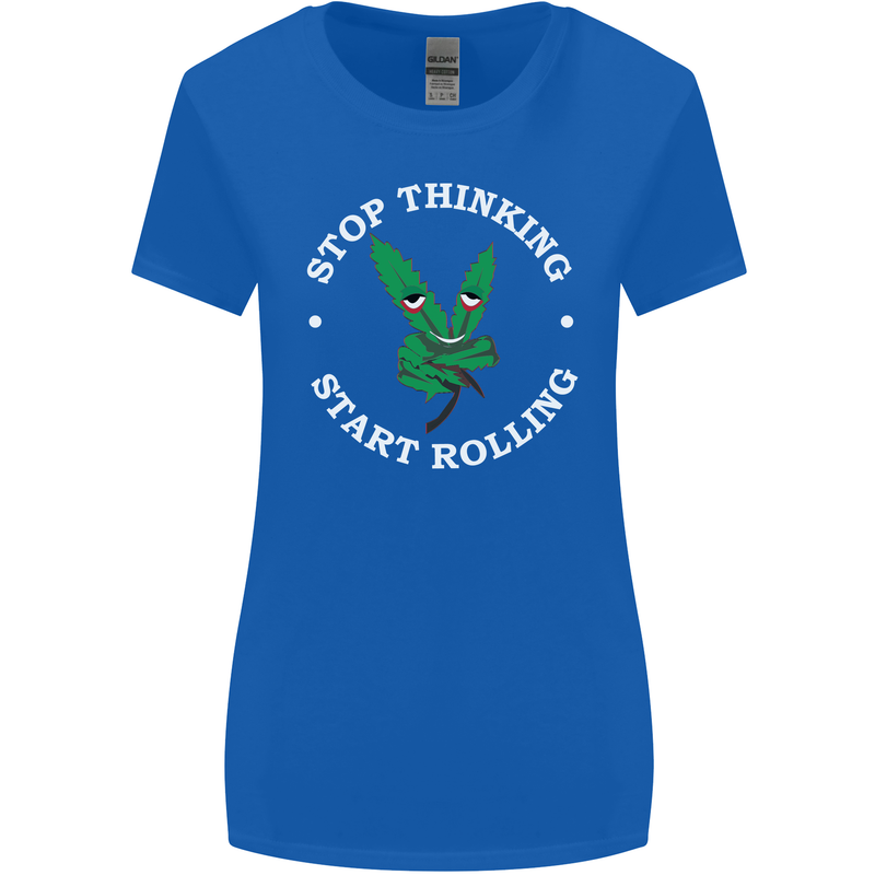 Rolling Funny Bong Weed Cannabis Drugs Womens Wider Cut T-Shirt Royal Blue