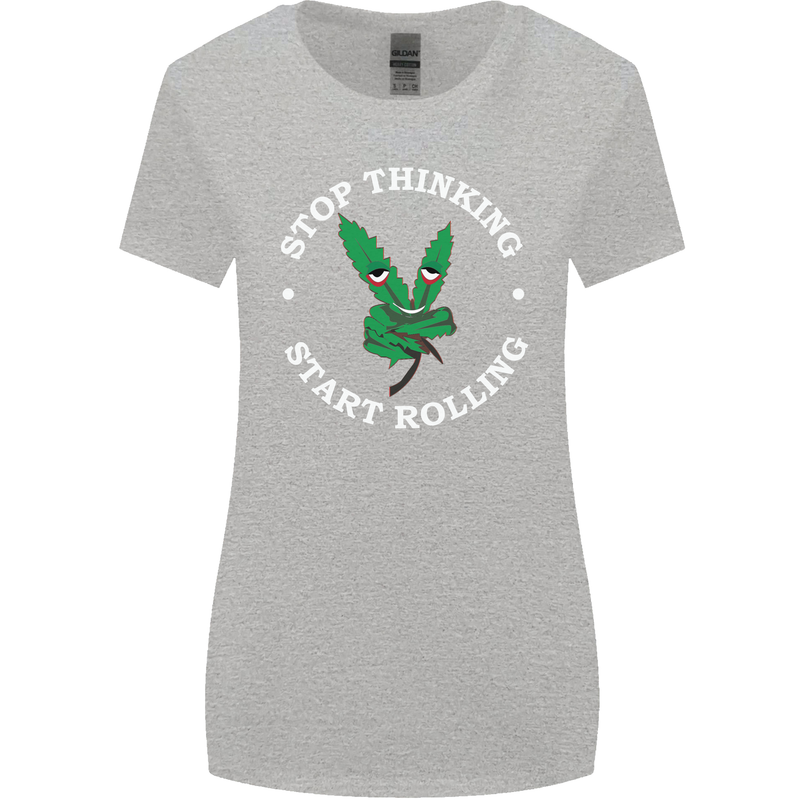 Rolling Funny Bong Weed Cannabis Drugs Womens Wider Cut T-Shirt Sports Grey
