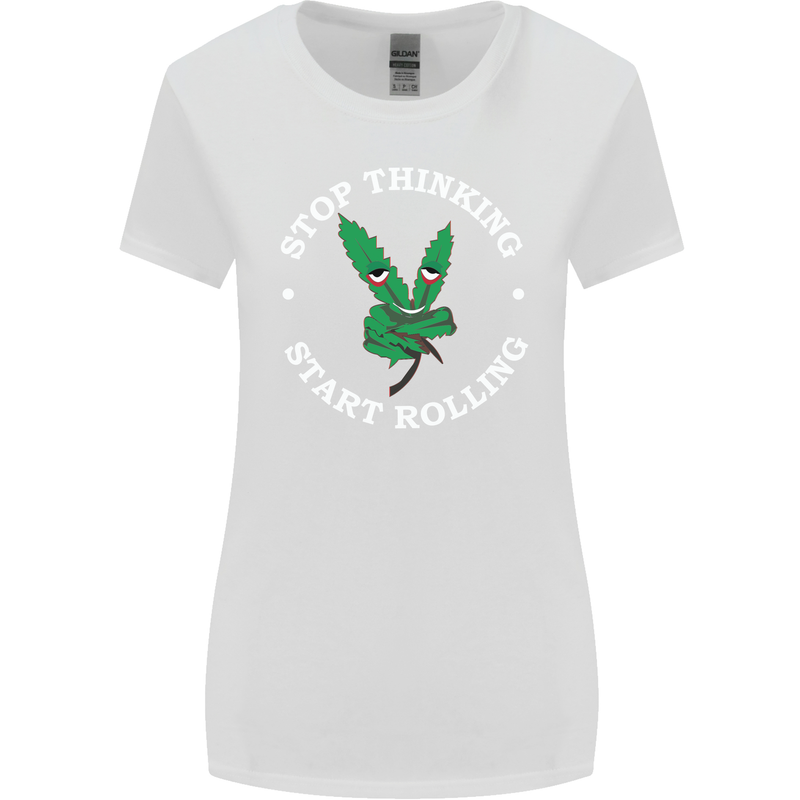 Rolling Funny Bong Weed Cannabis Drugs Womens Wider Cut T-Shirt White