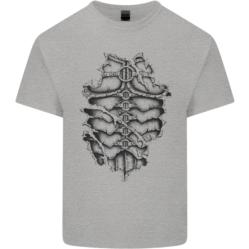 Roman Armour Fancy Dress Warrior Gym MMA Kids T-Shirt Childrens Sports Grey