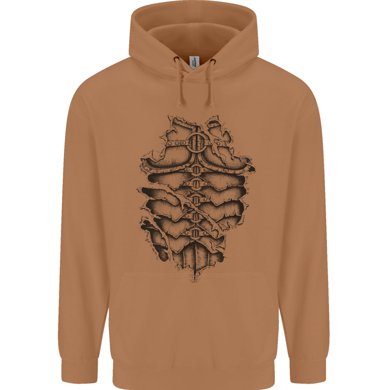 Roman Armour Fancy Dress Warrior Gym MMA Mens 80% Cotton Hoodie Caramel Latte