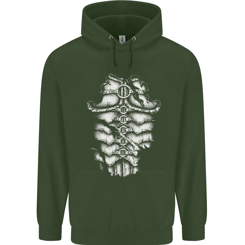Roman Armour Fancy Dress Warrior Gym MMA Mens 80% Cotton Hoodie Forest Green