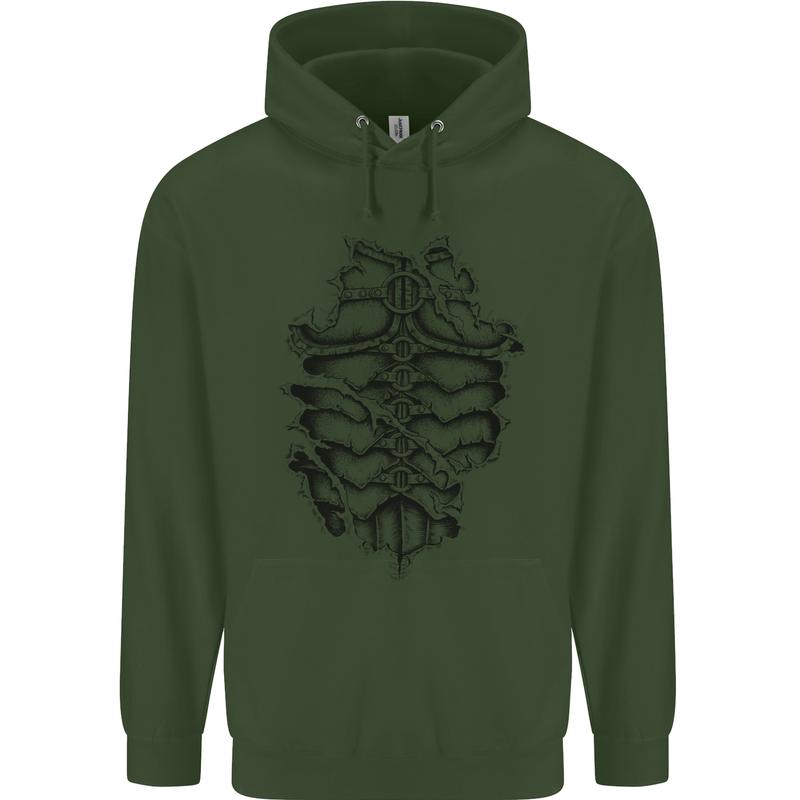 Roman Armour Fancy Dress Warrior Gym MMA Mens 80% Cotton Hoodie Forest Green