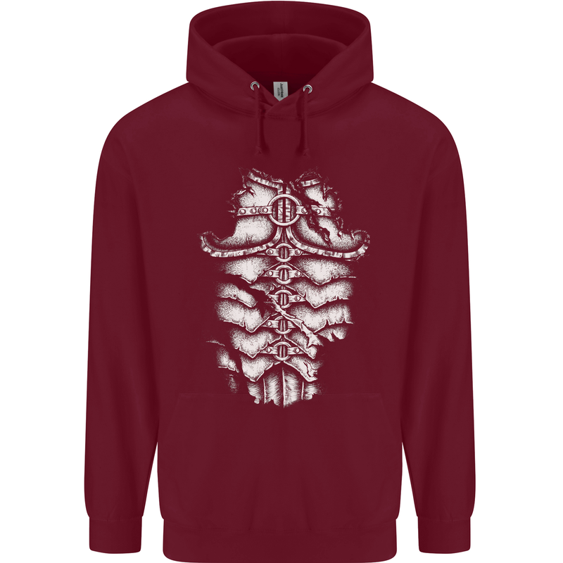 Roman Armour Fancy Dress Warrior Gym MMA Mens 80% Cotton Hoodie Maroon