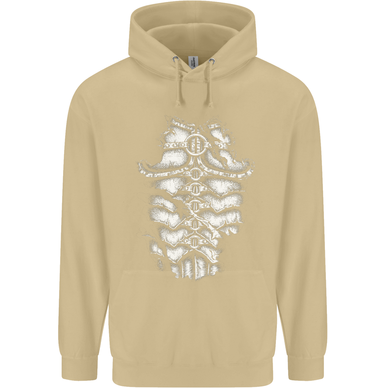 Roman Armour Fancy Dress Warrior Gym MMA Mens 80% Cotton Hoodie Sand