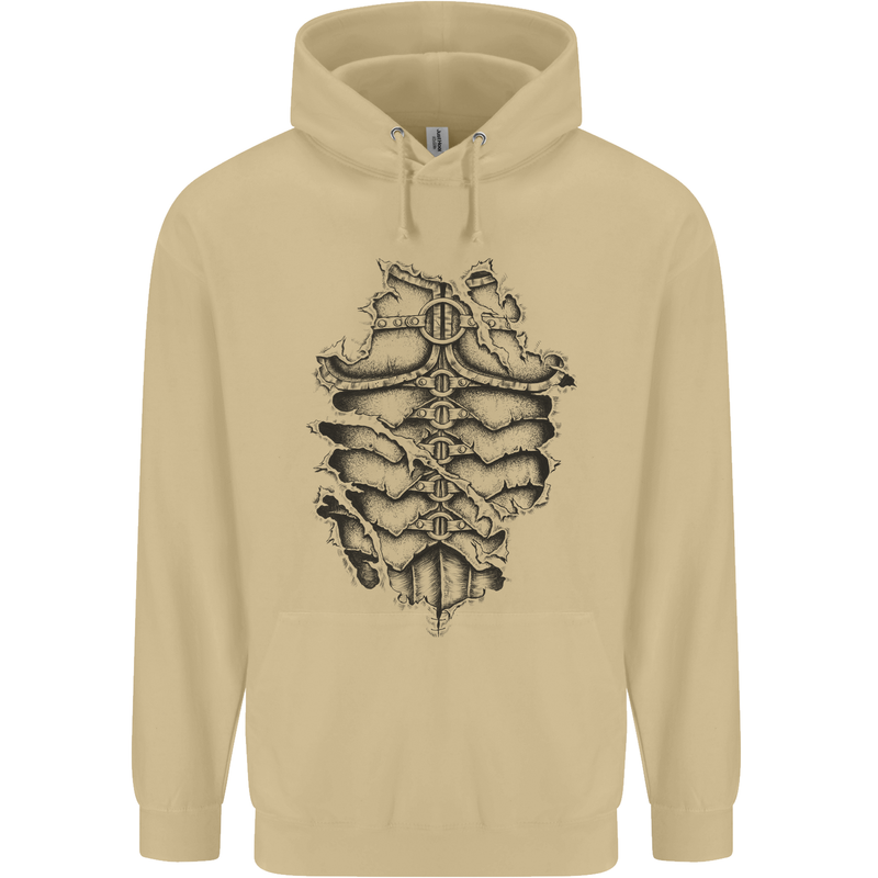 Roman Armour Fancy Dress Warrior Gym MMA Mens 80% Cotton Hoodie Sand