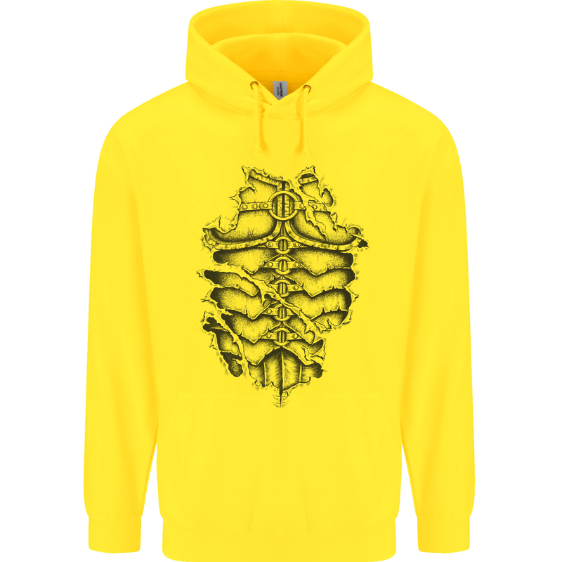 Roman Armour Fancy Dress Warrior Gym MMA Mens 80% Cotton Hoodie Yellow