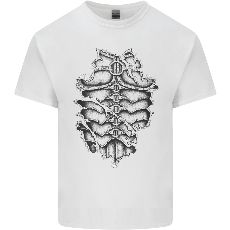 Roman Armour Fancy Dress Warrior Gym MMA Mens Cotton T-Shirt Tee Top White