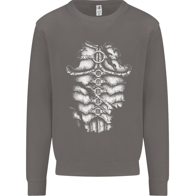 Roman Armour Fancy Dress Warrior Gym MMA Mens Sweatshirt Jumper Charcoal