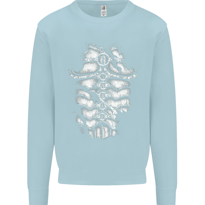Roman Armour Fancy Dress Warrior Gym MMA Mens Sweatshirt Jumper Light Blue