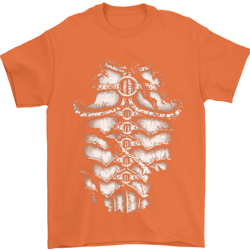 Roman Armour Fancy Dress Warrior Gym MMA Mens T-Shirt Cotton Gildan Orange