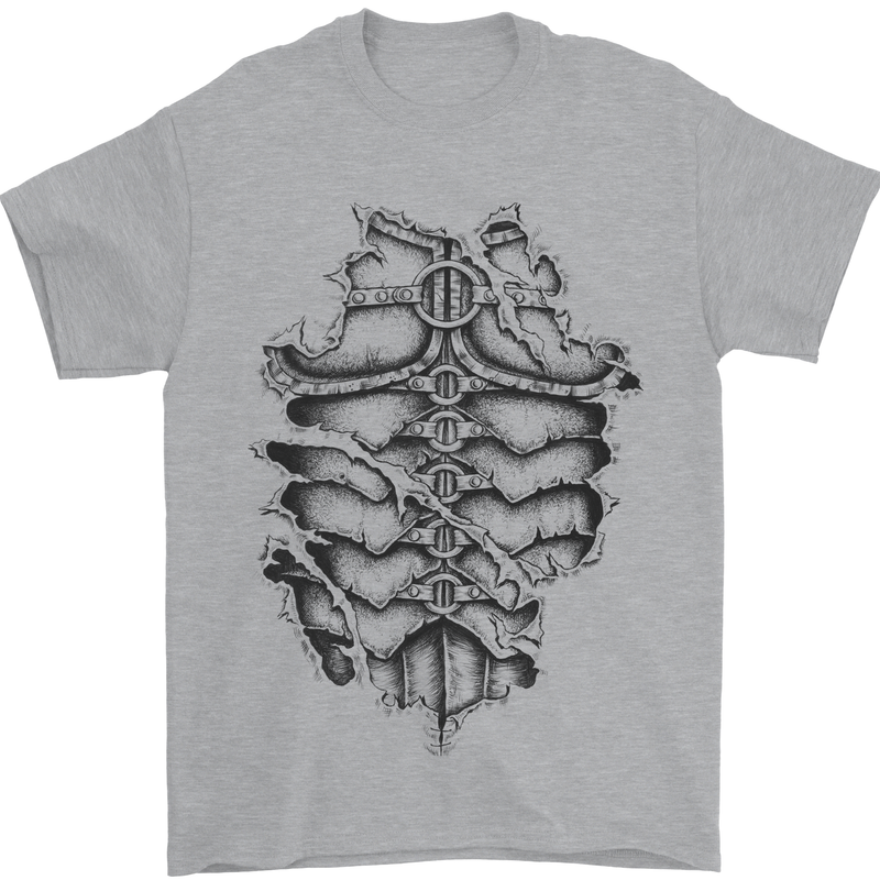 Roman Armour Fancy Dress Warrior Gym MMA Mens T-Shirt Cotton Gildan Sports Grey