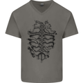 Roman Armour Fancy Dress Warrior Gym MMA Mens V-Neck Cotton T-Shirt Charcoal
