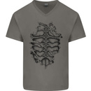 Roman Armour Fancy Dress Warrior Gym MMA Mens V-Neck Cotton T-Shirt Charcoal