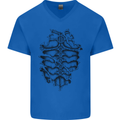 Roman Armour Fancy Dress Warrior Gym MMA Mens V-Neck Cotton T-Shirt Royal Blue