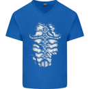 Roman Armour Fancy Dress Warrior Gym MMA Mens V-Neck Cotton T-Shirt Royal Blue