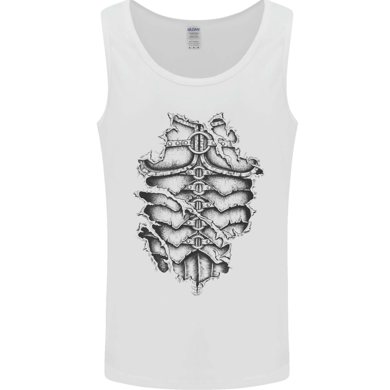 Roman Armour Fancy Dress Warrior Gym MMA Mens Vest Tank Top White