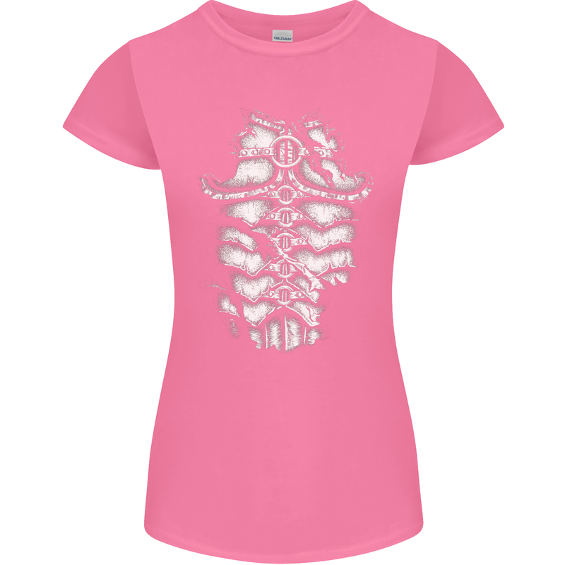Roman Armour Fancy Dress Warrior Gym MMA Womens Petite Cut T-Shirt Azalea