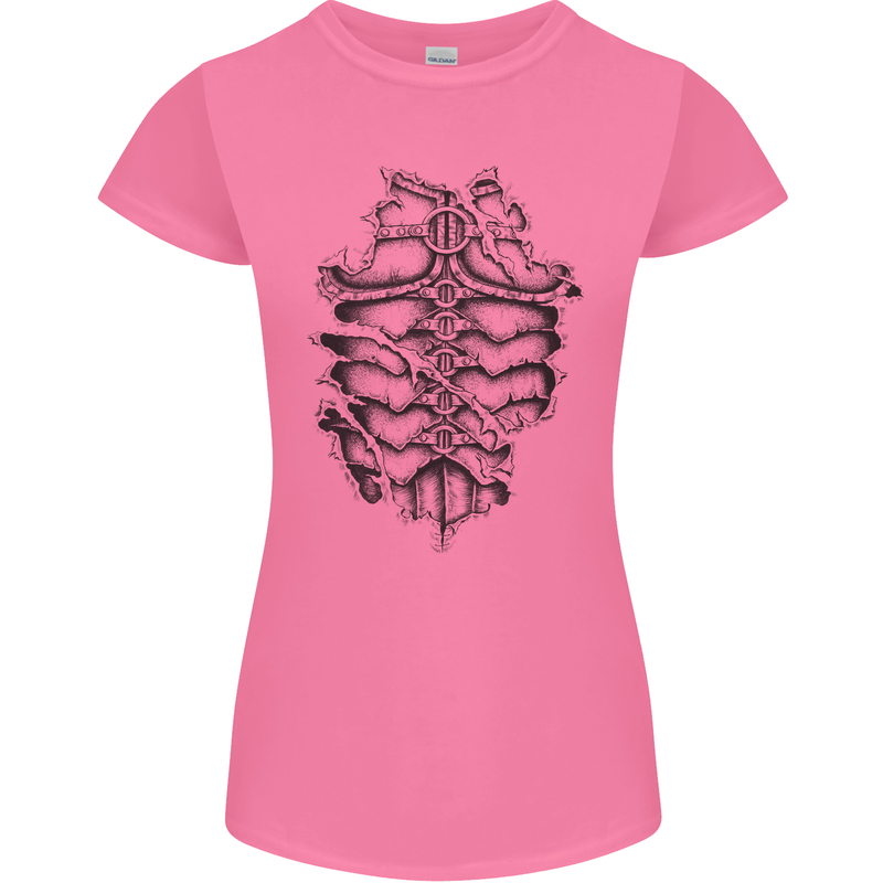 Roman Armour Fancy Dress Warrior Gym MMA Womens Petite Cut T-Shirt Azalea