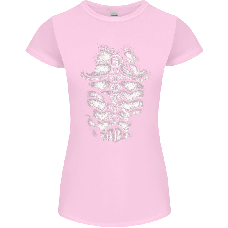 Roman Armour Fancy Dress Warrior Gym MMA Womens Petite Cut T-Shirt Light Pink