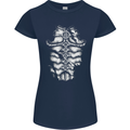 Roman Armour Fancy Dress Warrior Gym MMA Womens Petite Cut T-Shirt Navy Blue