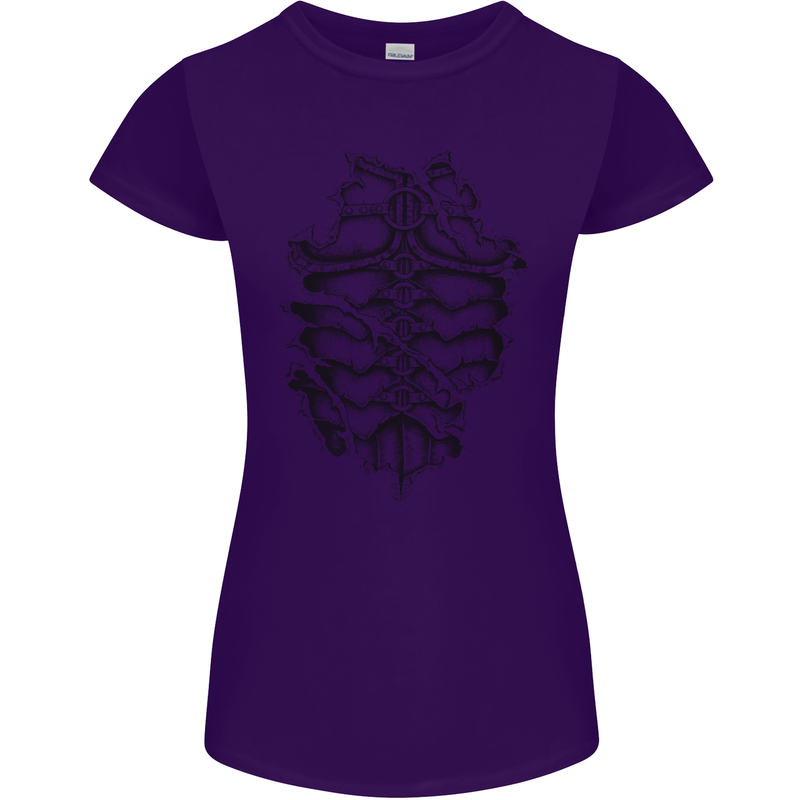Roman Armour Fancy Dress Warrior Gym MMA Womens Petite Cut T-Shirt Purple