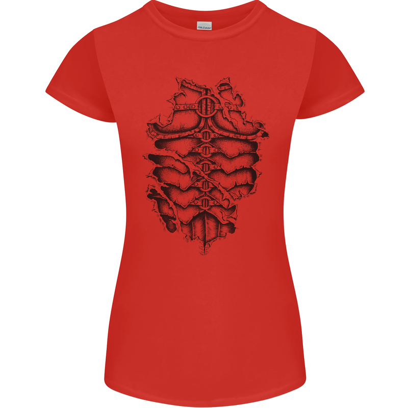 Roman Armour Fancy Dress Warrior Gym MMA Womens Petite Cut T-Shirt Red