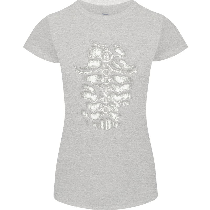 Roman Armour Fancy Dress Warrior Gym MMA Womens Petite Cut T-Shirt Sports Grey
