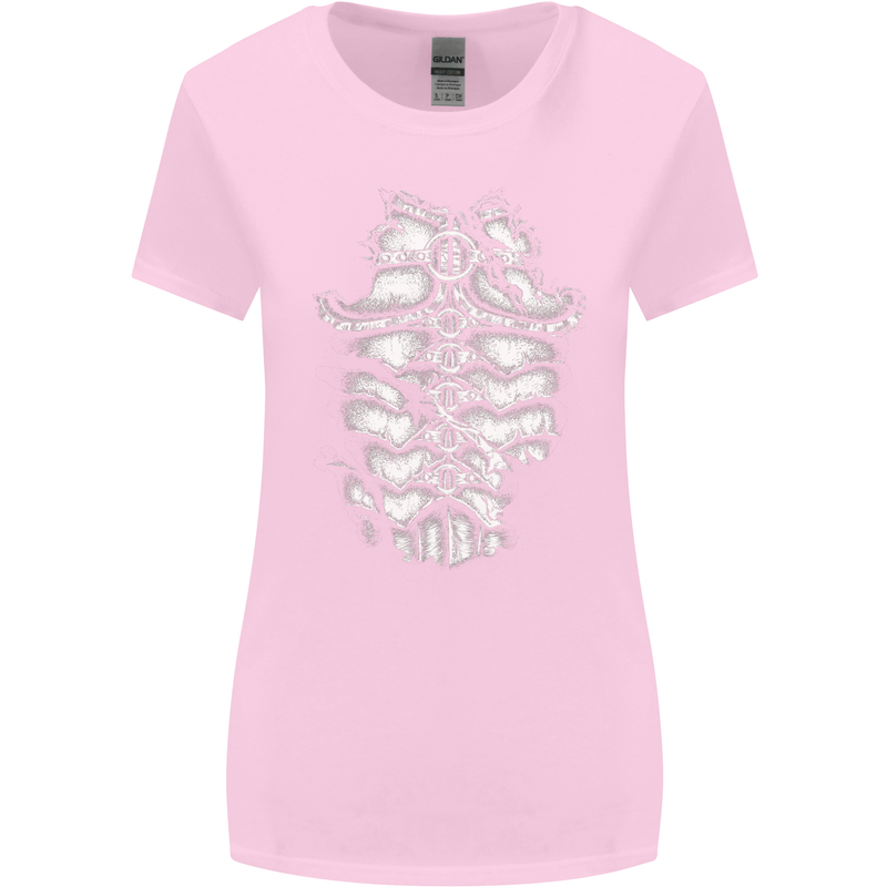 Roman Armour Fancy Dress Warrior Gym MMA Womens Wider Cut T-Shirt Light Pink