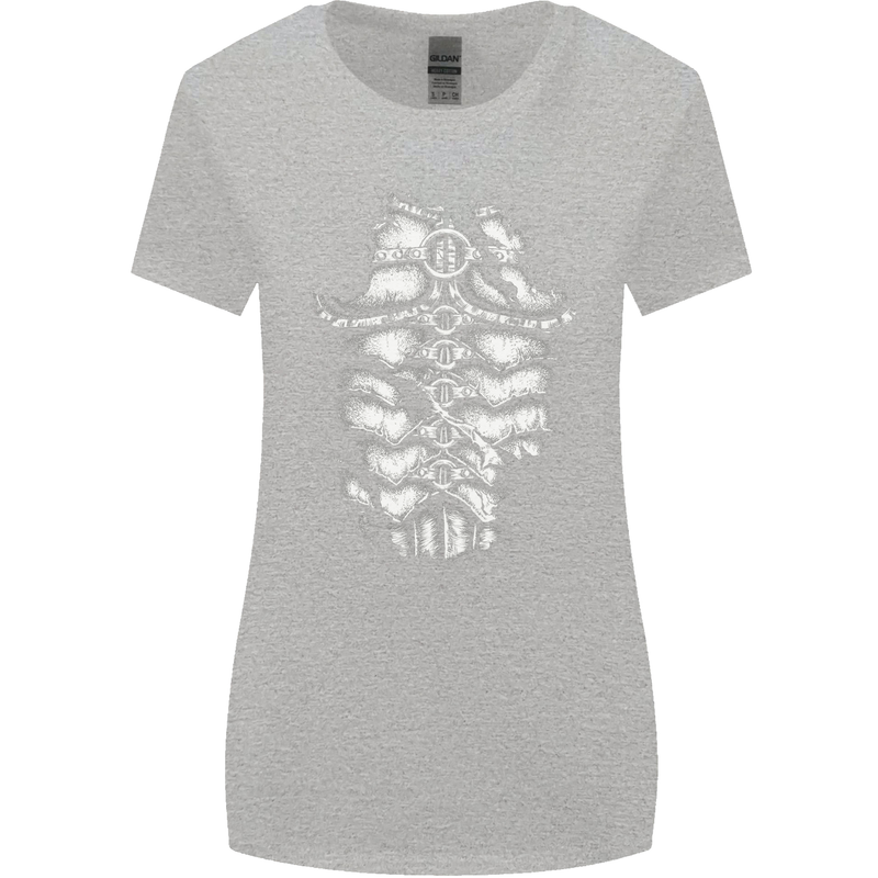Roman Armour Fancy Dress Warrior Gym MMA Womens Wider Cut T-Shirt Sports Grey