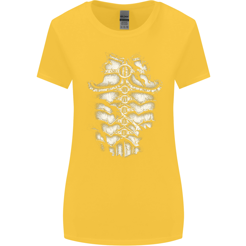 Roman Armour Fancy Dress Warrior Gym MMA Womens Wider Cut T-Shirt Yellow