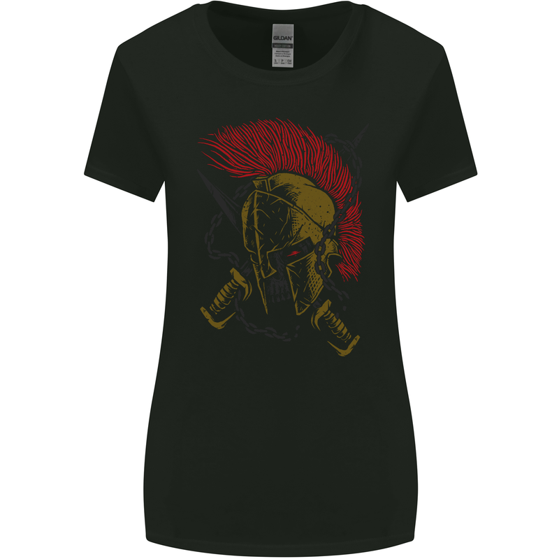 Roman Demon Skull MMA Gym Spartan Helmet Womens Wider Cut T-Shirt Black