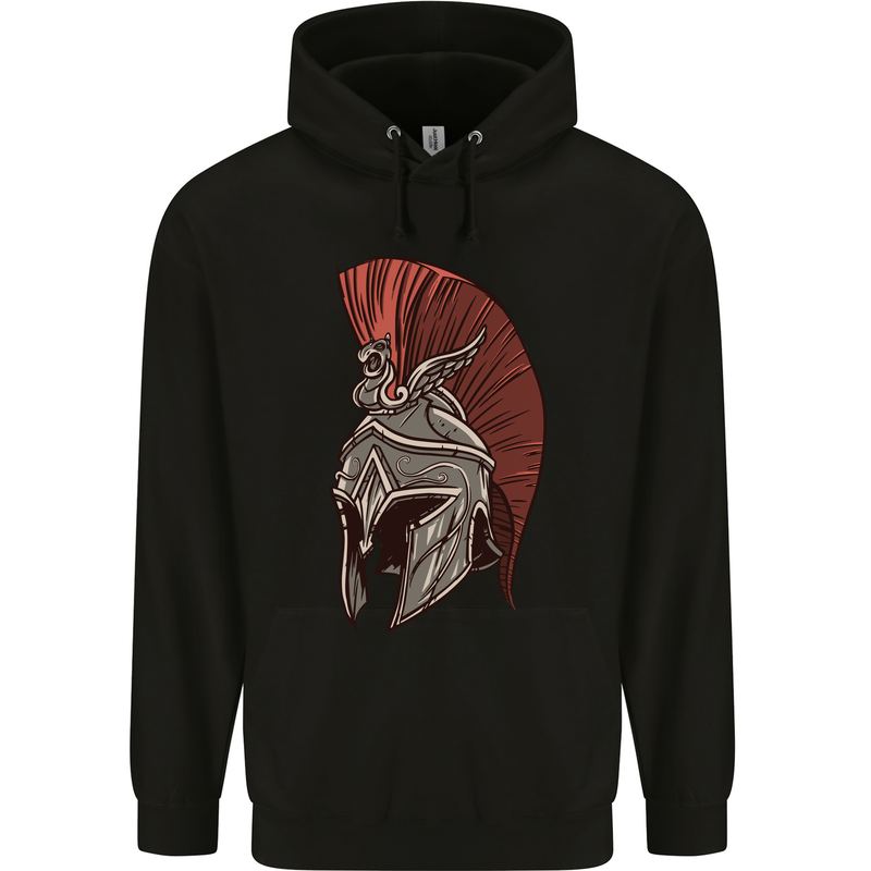 Roman Helmet Bodybuilding Gym Spartan Childrens Kids Hoodie Black