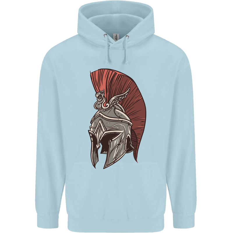 Roman Helmet Bodybuilding Gym Spartan Childrens Kids Hoodie Light Blue