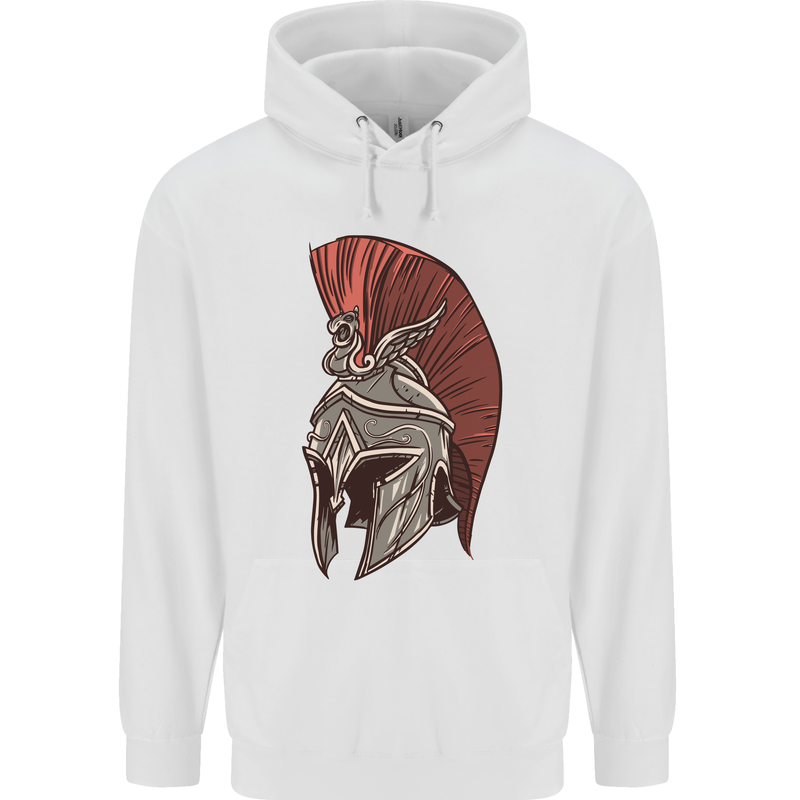 Roman Helmet Bodybuilding Gym Spartan Childrens Kids Hoodie White