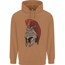 Roman Helmet Bodybuilding Gym Spartan Mens 80% Cotton Hoodie Caramel Latte