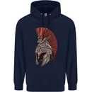 Roman Helmet Bodybuilding Gym Spartan Mens 80% Cotton Hoodie Navy Blue