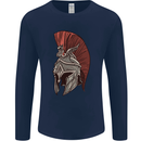 Roman Helmet Bodybuilding Gym Spartan Mens Long Sleeve T-Shirt Navy Blue