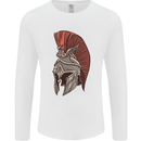 Roman Helmet Bodybuilding Gym Spartan Mens Long Sleeve T-Shirt White