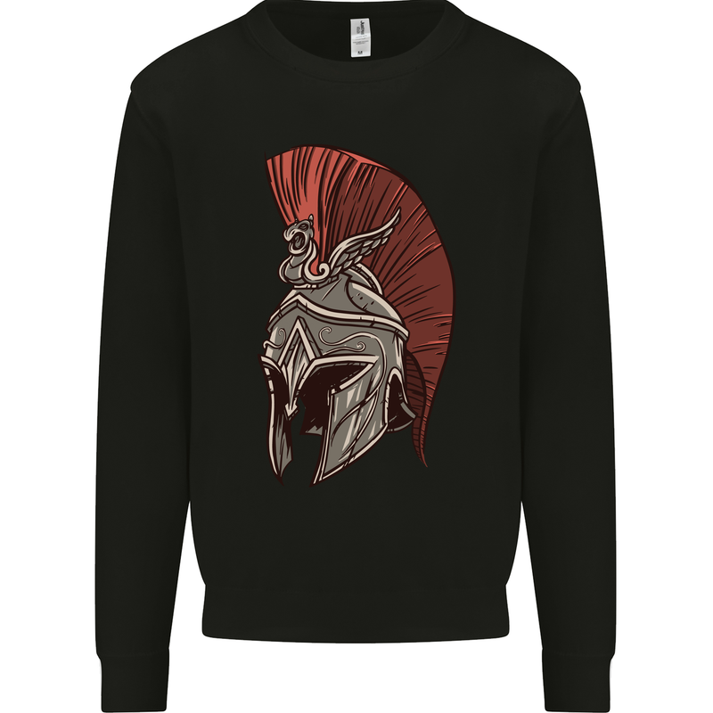 Roman Helmet Bodybuilding Gym Spartan Mens Sweatshirt Jumper Black